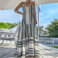 Damen Bedruckt Maxi Sommerkleid in Grau