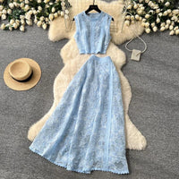 Alessa™ Set aus Floralbesticktem Tüll mit Zarter Eleganz in Blau