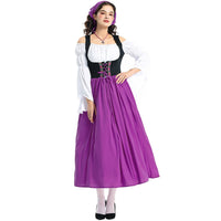 Damen Lange Oktoberfest Dirndl Kleid in Lila