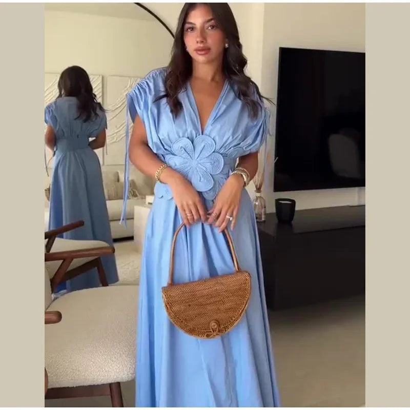 Stacey - Schickes Maxikleid mit Blumenmuster und V-Ausschnitt