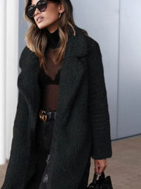 Stylischer Teddy Mantel für Frauen - Romee in Schwarz