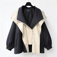 Stylischer Damen-Trenchcoat mit abnehmbarem Kragen – Übergangsjacke im modernen Design in Schwarz