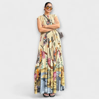 Elegantes Plissiertes Langarmkleid in Bunt