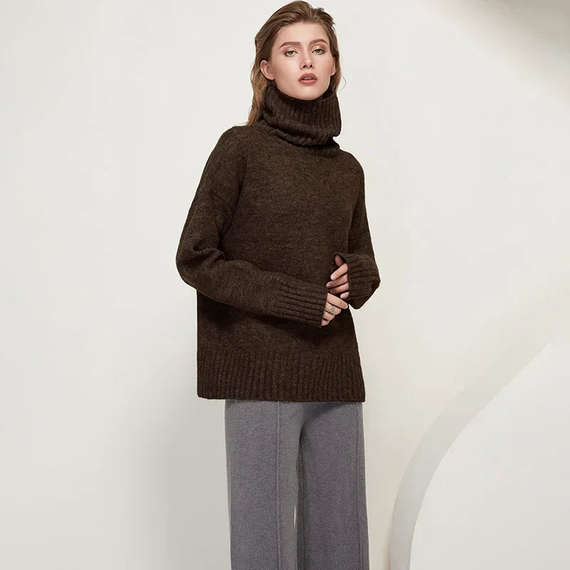 Brenda - Weicher Kaschmir-Rollkragenpullover mit Rippbündchen