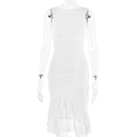 Rozz | Midi-Kleid mit Rüschen in Weiß
