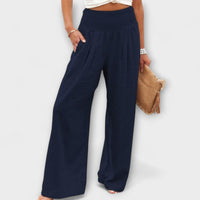Thearya - Lässige weite Leinenhose in Blau