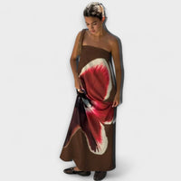 Schickes Off-Shoulder Ärmelloses Maxikleid in Braun