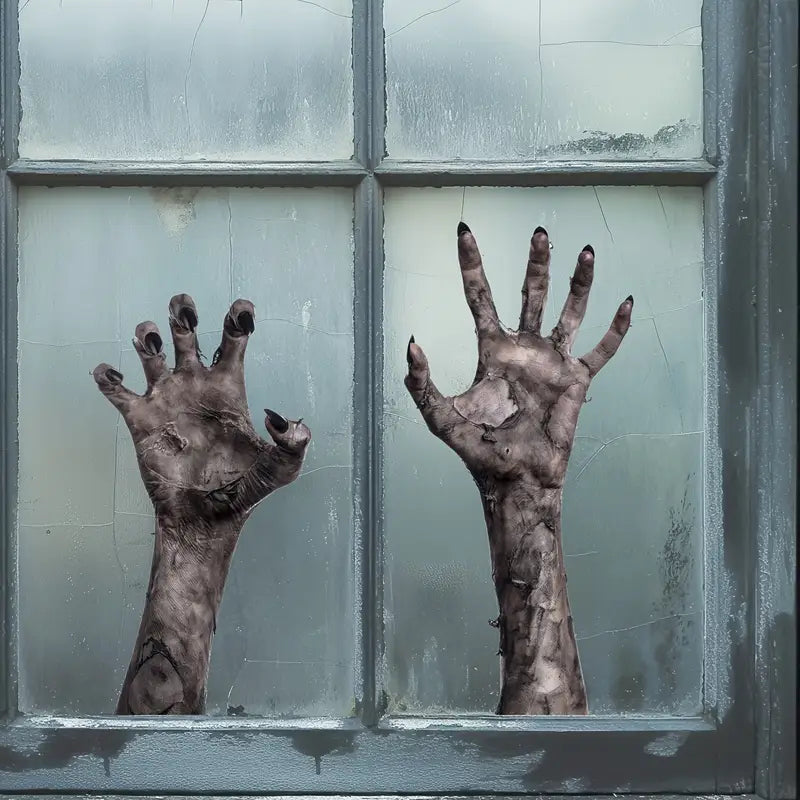 Gruselige Zombiehand-Wandaufkleber für Halloween – Fensterdekoration aus mattem PVC