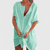 Magdalena | Damen Sommer Lockeres Tunika Midikleid in Grün
