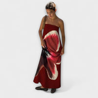 Schickes Off-Shoulder Ärmelloses Maxikleid in Kastanienbraun