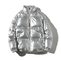 Herren Winterjacke Winddicht | Pufferjacke für Outdoor in Silber