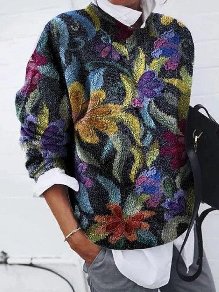 Stylischer Blumen-Pullover für die kühle Jahreszeit - Komfort und Eleganz für Anna
