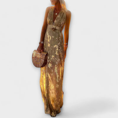 Almera – Leichtes Maxikleid mit goldenen Reflexen