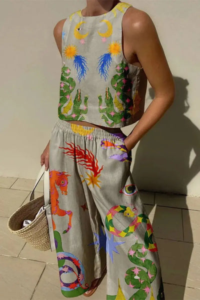 Chic - Zweiteiliges Set mit abstraktem Grafikdruck