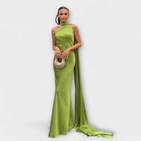 Schickes Off-Shoulder Halter Maxikleid in Grün