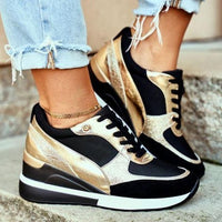 Damen Trendig Hohe Sneaker | Glanzend in Schwarz / Gold
