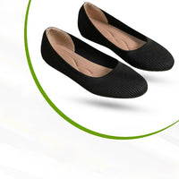 Schwarze Ballerinas Damen mit Arch Support – Bequeme Ballerina Schuhe für Alltag und Frühling in Samtschwarz