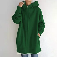 Hoodie mit Reißverschluss für Herbst und Winter in Grün