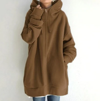 Hoodie mit Reißverschluss für Herbst und Winter in Braun