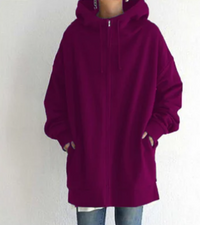 Hoodie mit Reißverschluss für Herbst und Winter in Rosenrot