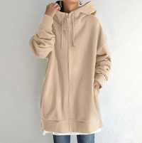 Hoodie mit Reißverschluss für Herbst und Winter in Khaki