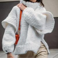 Kuscheliger Übergroß Rollkragenpullover für Damen | Winter in Weiß