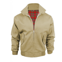Herren Bomberjacke Stehkragen Karofutter in Beige