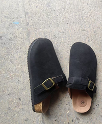 Maximilian | Herren Orthopädische Leder-Slip-on-Pantoletten in Schwarz