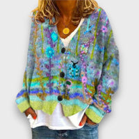 Esmira – Strickjacke mit Muster in Grün