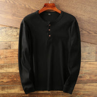 Felix | Herren Casual Langarm Henley T-shirt in Schwarz