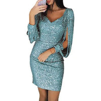 Glanzvolles Pailletten-Minikleid für jeden Anlass in Hellgrün