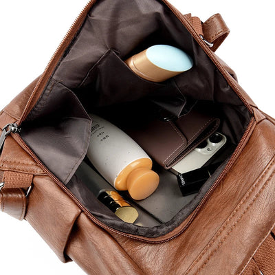 NILA | DIEBSTAHLSICHERER LEDERRUCKSACK