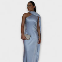 Schickes Off-Shoulder Halter Maxikleid in Blau