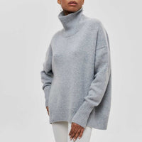 Damen Pullover | Lässig mit Rollkragen und weitem Schnitt in Grau