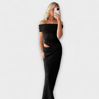 Puss - Rüschendes Unregelmäßiges Kleid in Schwarz