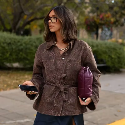 Elsie - Jeansjacke mit Leopardenmuster