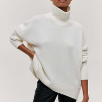 Damen Pullover | Lässig mit Rollkragen und weitem Schnitt in Weiß