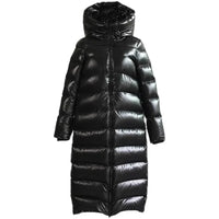 Damen Modische Daunen Jacke | Lang in Schwarz
