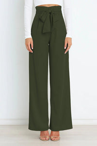Isabella - Elegante Damenhose mit weitem Bein in Armeegrün