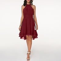Damen Halter Mini Hochzeitsgast Kleid in Rot