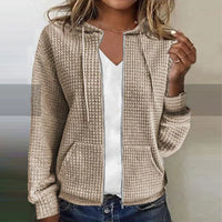 Damen Strickjacke Kariert Jacke | Elegant Leicht in Khaki