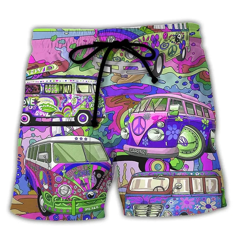 Herren Badeshorts für den Sommer mit Kordelzug und Grafikdruck