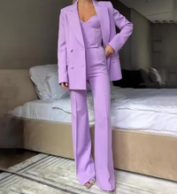 Kaylee | Ausgestellt Korsett Top Anzug Dreiteiliges Set in Lila