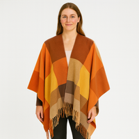 Selina | Geometrischer Schal-Cardigan mit offener Vorderseite in Orange-Gelb
