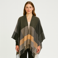 Selina | Geometrischer Schal-Cardigan mit offener Vorderseite in Schwarz
