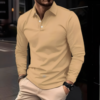 Deacon - Bequemes Langarm-Poloshirt in Khaki