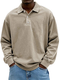 Adrian| Klassisches Polo mit langen Ärmeln in Khaki