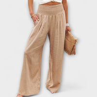 Thearya - Lässige weite Leinenhose in Khaki