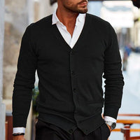 Strickjacke Mit Knöpfen Für Herren | Casual Cardigan Stil in Schwarz