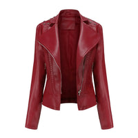 Stylische Slim Lederjacke - Doutzen in Dunkelrot
